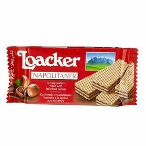 25 Packs Loacker Classic Napolitaner Crispy Wafers Filled with Hazelnut Cream 45g Each