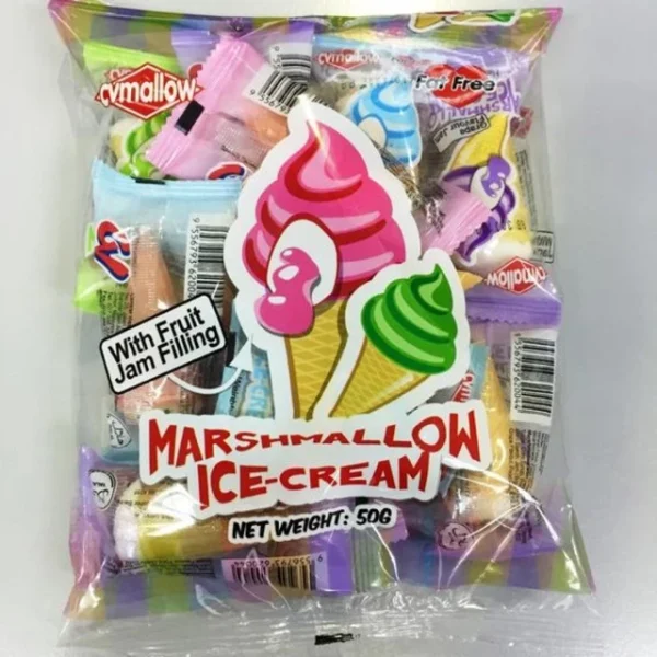50g Marshmallow Ice Cream Ice Cream Cone Shape with Fruit Jam Filling