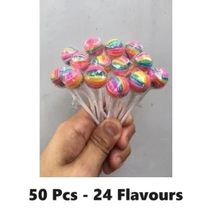 50 Pcs Mini Lollipop Candy Rainbow Coke Cola Sprite Planet Durian Watermelon Mix Fruits Spiderman Eyeball Milk Choc